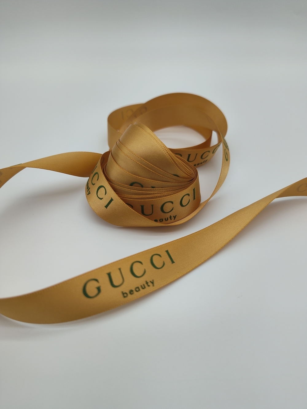 GUCCI Authentic Beauty Satin Ribbon Gold Colorway 2 Yard Luxury Gift Wrap Trim
